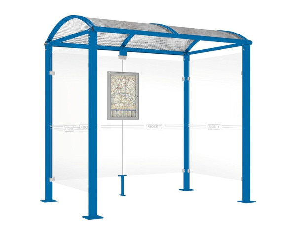 Procity Wartehalle Vierkantrohr - 2 Seitenverkleidungen, Farbe RAL 5010, Maße: Breite 2500 x Höhe 2560 x Tiefe 1600 mm, 529318.5010