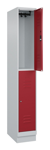 C+P Doppelstock-Spind Classic PLUS, Sockel, 1 Abteil, 1950x300x500mm, 7035/3003, 080320-10 S10016