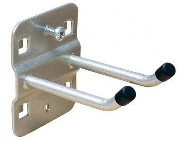ADB Werkzeughalter, 45° gewinkelt, doppelt mit schrägem Hakenende, passend für Eurolochung (10x10mm/38x38mm), Ø: 6mm, Farbe: alu, RAL 9006, 50mm, 23122