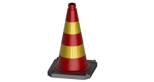 Schake Leitkegel rot/ gelb 500mm, zweiteilig gute Standfestigkeit, stapelbar, Folie Typ RA2/B, 3L530RSSK2
