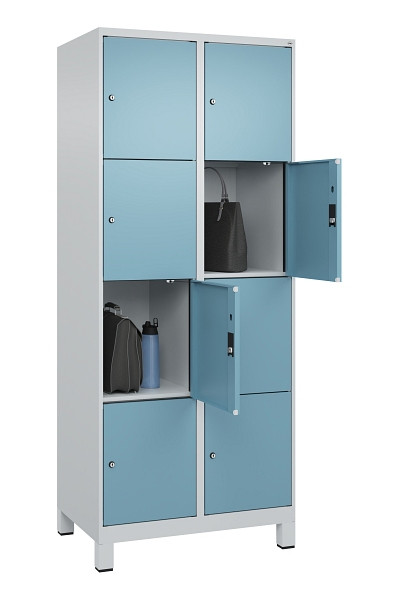 C+P Schließfachschrank Evolo PLUS, mit Füßen, 8 Fächer, 1950x800x500mm, 7035/00, Frontfarbe 2406015 RDS Architekturblau, 049010-224 S10009