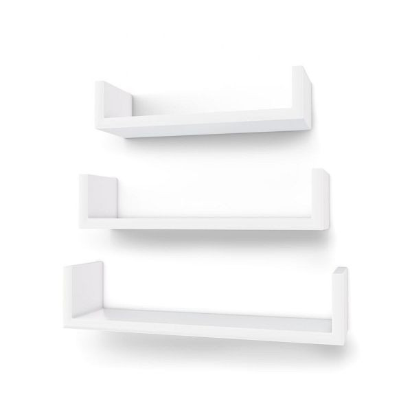 SONGMICS Schweberegale 3er Set Weiß, LWS40WT