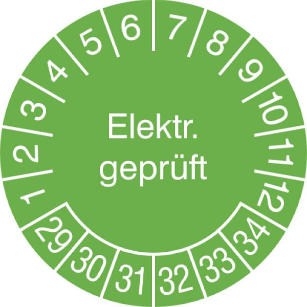 Stein HGS Prüfplaketten mit Jahresfarbe (6 Jahre), grün, 2029-2034, 31.3654-29