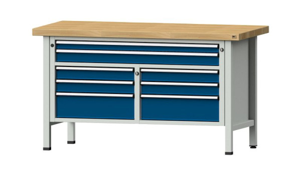 ANKE Werkbänke Kastenwerkbank, Modell 259 V, 1500 x 700 x 850 mm, RAL 7035/5010, BMP 50 mm, 304.146