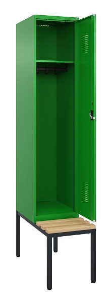 C+P Spind Evolo PLUS, 1 Abteile, 2120x400x815mm, 6037/6037, Haken 4, Zylinderschloss, Sitzfläche Buche-Hartholz, Sitzbank, 0490507-12 S10053