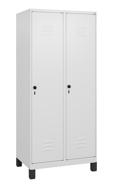 C+P Umkleidespind Classic PLUS mit Mitteltrennwand, Füße, 2 Abteile, 1800x800x500mm, 9016/9016, Drehriegel, 0800107-22F S10014