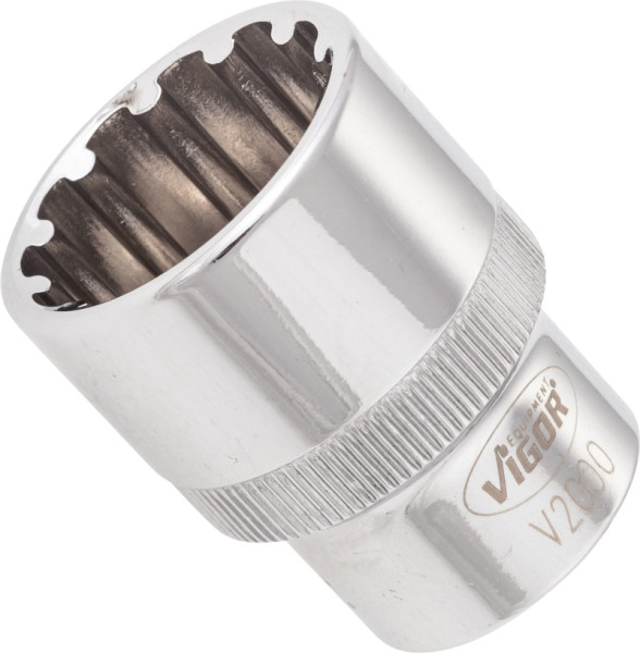 VIGOR Multiprofil Steckschlüsseleinsatz, Vierkant hohl 12,5 mm (1/2 Zoll), Multiprofil, 22 mm, VE: 10 Stück, V2000