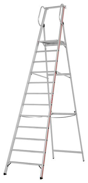 HYMER Plattformleiter mit Handlauf, 12 Stufen, Standhöhe 2,80 m, 808012