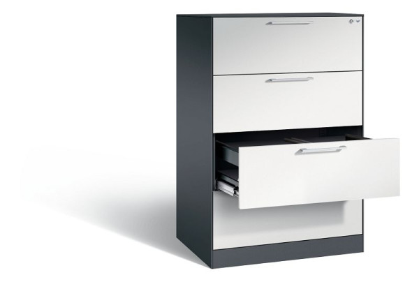 C+P Hängeregistraturschrank Asisto, H1310xB800xT600mm, Farbe: Schwarzgrau / Lichtgrau, Bügelgriff, 146223-412 S10072