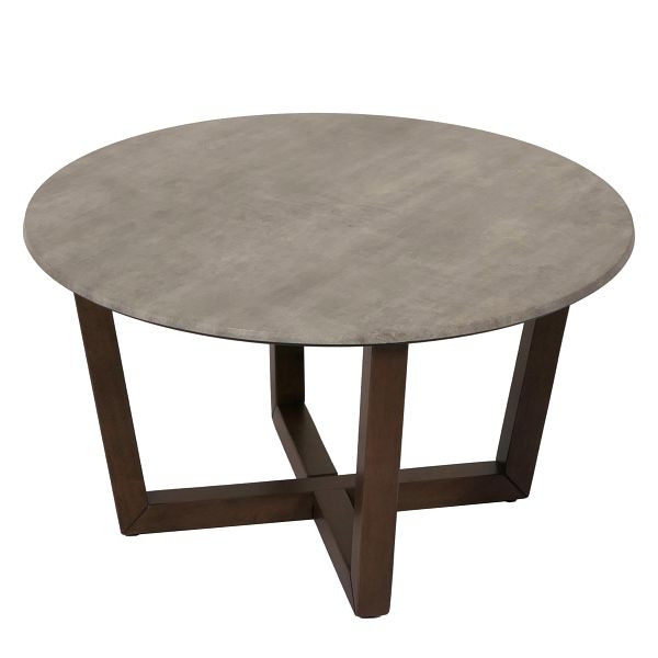Mendler Couchtisch HWC-M61, Beistelltisch Sofatisch, Massiv-Holz HPL Laminat Melamin Ø80cm, Beton-Optik, dunkles Gestell, 104895