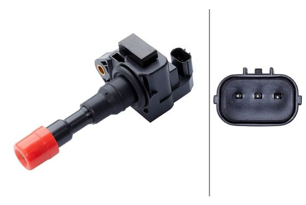 HELLA Zündspule, 14V, 3-polig, Kerzenschachtzündspule, geschraubt, 5DA 358 168-231