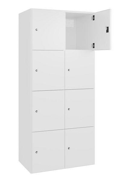 C+P Stahl-Schließfachschrank FlexOffice Prefino, 2 Abteile, H1850B800T525 mm, Weiß, 46080-220404 S10004