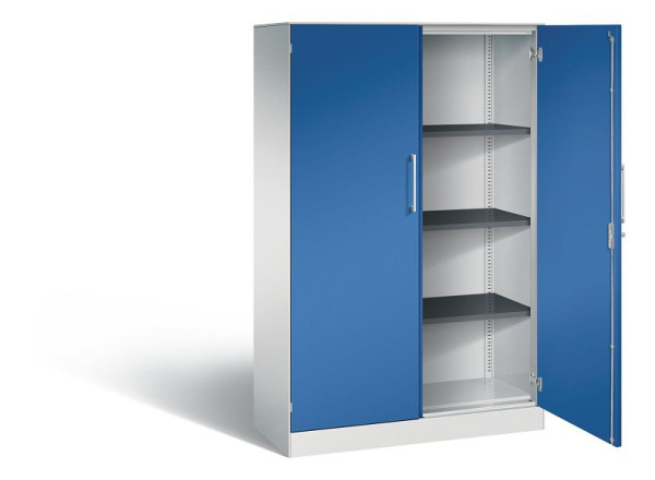 C+P Flügeltürenschrank Asisto, H1635xB1000xT435mm, Farbe: Lichtgrau / Enzianblau, Bügelgriff, 4 OH, 141012-000 S10103