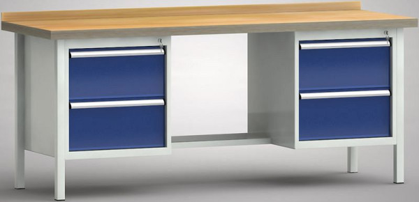 KLW Standard-Werkbank - 2000 x 700 x 840 mm L x T x H, links & rechts 2x250EA, WS202N-2000M40-E7025
