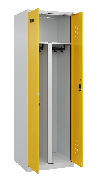 C+P PSA Schwarz-Weiß-Spind Evolo PLUS, 2 Abteile, 1850x600x500mm, 7035/1023, Zylinderschloss, 049002-20P S10028
