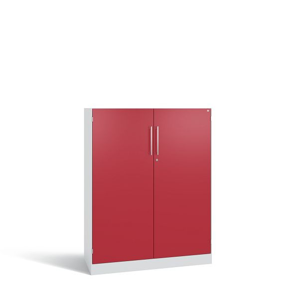 C+P Flügeltürenschrank Asisto, H1310xB1000xT435 mm, Grau/Rubinrot/DBS Hellgrau, 141032-000 S10232
