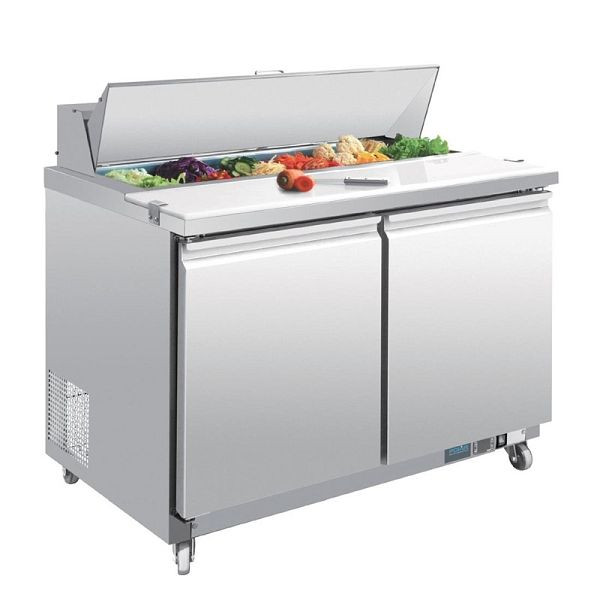 Polar U-Serie Doppeltür Saladette mit Vorbereitungstheke und Kühlschrank 405 Liter 2-türig, GD882