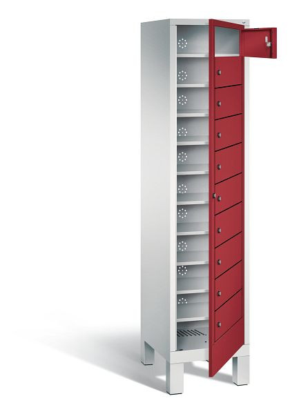 C+P Wäsche-Sammelschrank Evolo, H1850xB420xT500mm, Farbe: Lichtgrau / Rubinrot, 48060-110 S10015