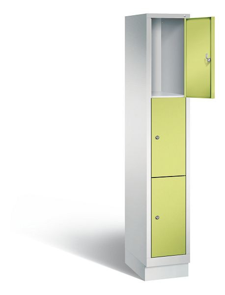 C+P Schließfachschrank Evolo, H1800xB320xT500mm, Farbe: Lichtgrau / Viridingrün, 48020-103 S10110