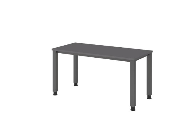 Hammerbacher Schreibtisch 4-Fuß rund 140 x 67 cm Graphit, 25 mm dick, 2 mm ABS-Kante, Rechteckform, VQS614/G/G