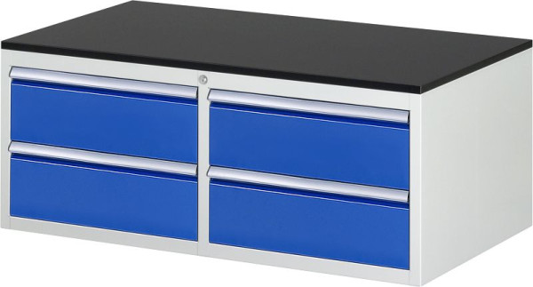 RAU Schubladenschrank Serie 7000, B1145xT650xH460mm, Schubladen: links: 2xH180mm, rechts: 2xH180mm, Arbeitsplatte melaminharzbeschichtet, 03-LL2.0.0A-M.11