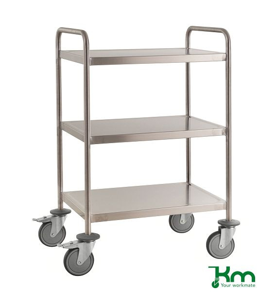 Kongamek Edelstahlwagen vollständig geschweißt 3 Böden C3, 18/8, 825 x 575 x 1010 mm, rostfreie Rollen, KM60355MRM-S