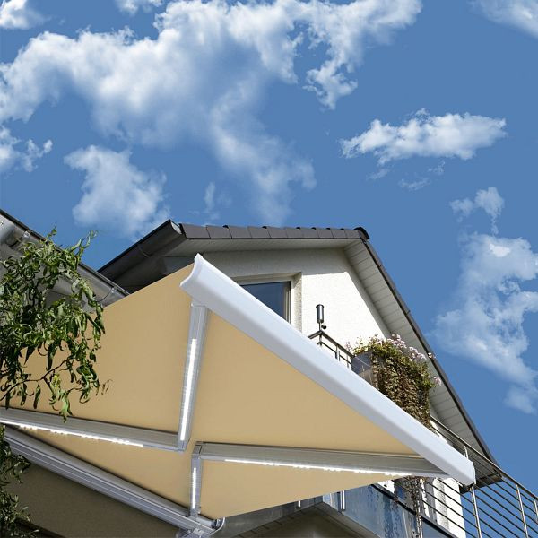 HOME DELUXE LED Vollkassettenmarkise ELOS - 395 x 300 cm Sandfarben, 22426