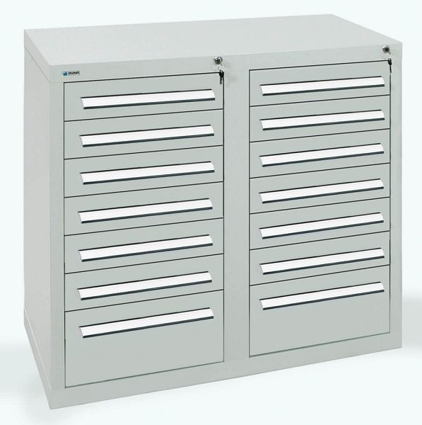 stumpf Schubladenschrank Serie T-100/35-2, RAL 7035/7035, 14 Schubladen (12x100, 2x200mm), 8152207