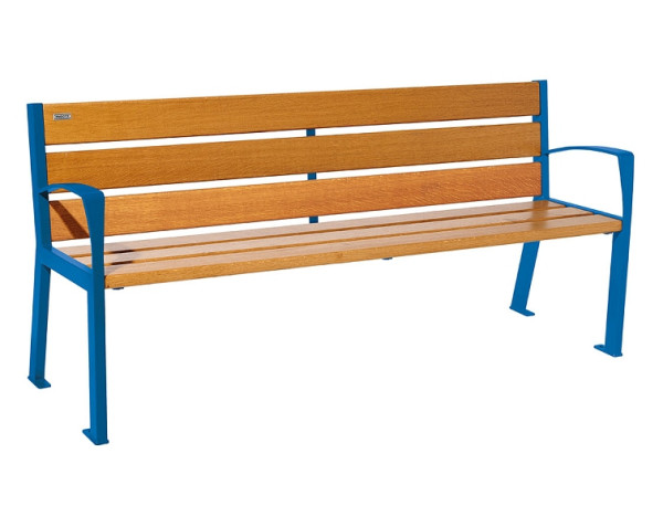 Procity Sitzbank Silaos 6 Holzlatten, 1800 mm, Mit Armlehne, Holz & Stahl, helle Eiche/RAL 5010, 209612.5010.CHEC
