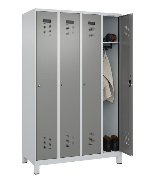 C+P Spind Evolo PLUS, mit Füßen, 4 Abteile, 1950x1200x500mm, 7035/0004, Verschluss Zylinderschloss, Ablageböden 4, 049010-40 S10041