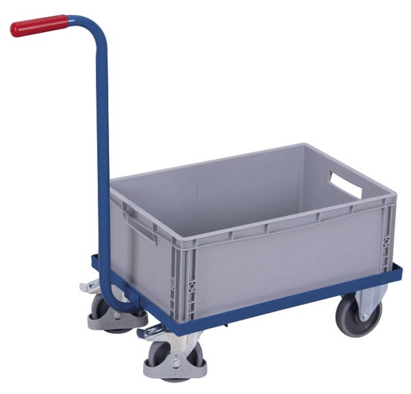VARIOfit Griffroller mit Kunststoffkiste, Ladefläche: 615 x 415 mm, RAL 5010 enzianblau, sw-450.806