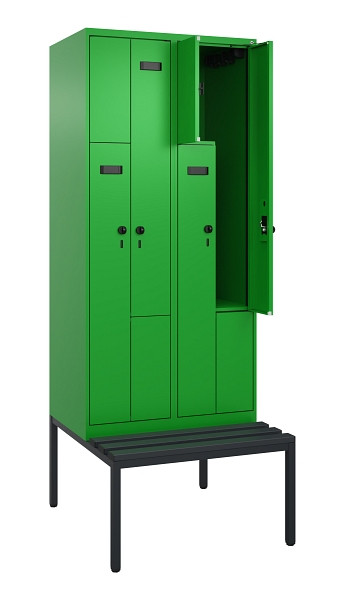C+P Z-Spind Evolo PLUS, Bank, 4 Fächer, 2120x800x815mm, 6037/6037, Drehriegel, Sitzfläche Kunststoff, Sitzbank, 0490537-224 S10087