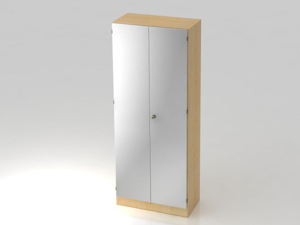 Hammerbacher Garderobenschrank 5OH, Sockelblende, Streifengriff Ahorn/Silber, 80x42x200,4 cm (BxTxH), V6200/3/S/SG