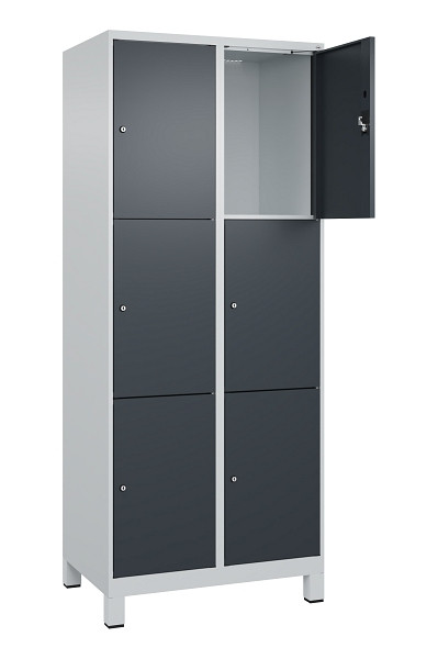 C+P Schließfachschrank Evolo PLUS, mit Füßen, 6 Fächer, 1950x800x500mm, 7035/70, Frontfarbe RAL 7016 Anthrazitgrau, 049010-223 S10012