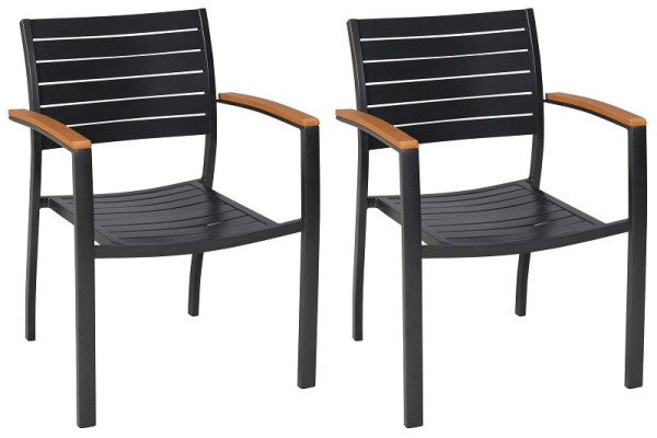 Merxx Astros Stapelsessel, 2er Set, Armlehnen aus Kunststoff in Holzoptik, Aluminiumgestellt mit Kunststoff, 50194-217