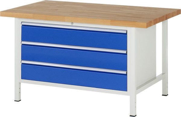 RAU Werkbank Serie 8000 - Modell 8357, B1500 x T900 x H840-1040 mm, Systemunterbau B1235 x T850 x H800-1000 mm, 03-8357A2-159B4H.11