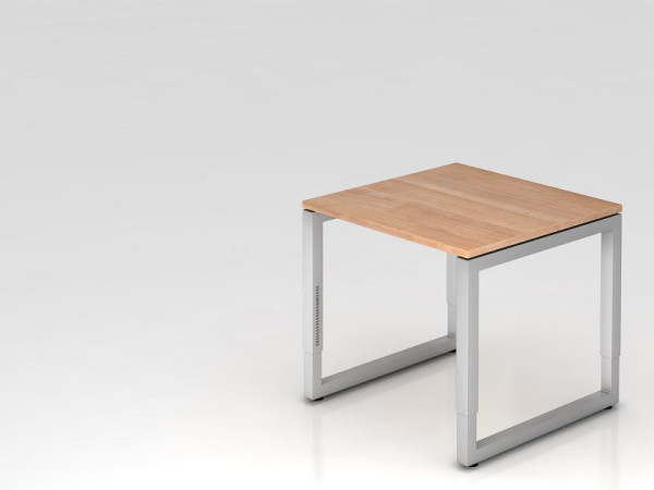 Hammerbacher Schreibtisch O-Fuß eckig 80x80cm Nussbaum, Rechteckform mit schwebender Tischplatte, VRS08/N/S