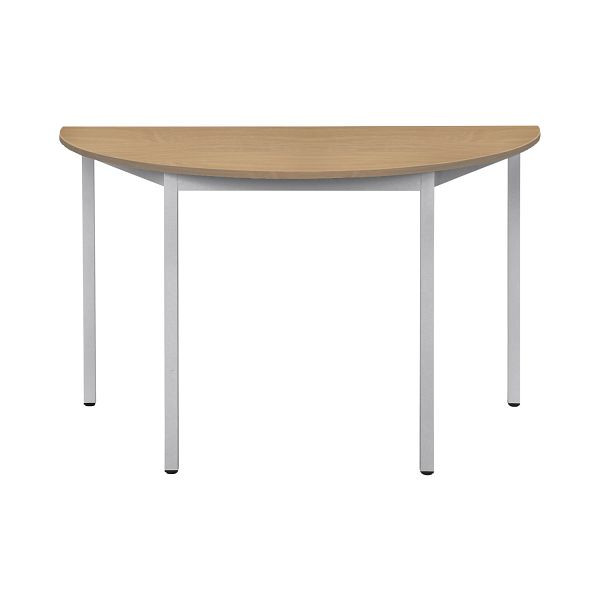 Bisley Mehrzwecktisch, Halbrund, Breite 1200 mm, Tiefe 600 mm, 25mm Tischstärke, 300 aluminium x BC buche, MTC25H1206BC300