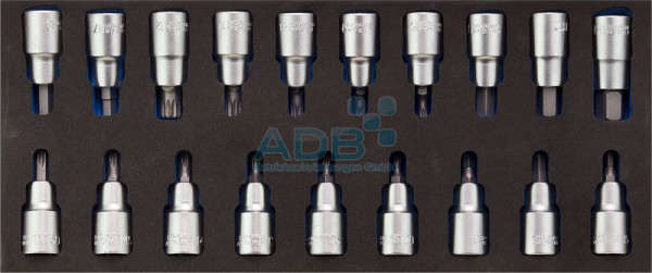 ADB Innensechskant/Innensechsrund-Set 1/2" 19-teilig, 22203