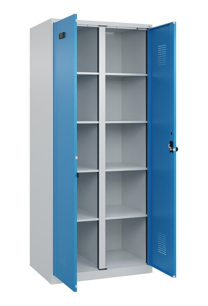 C+P Wäsche-Spind Evolo PLUS, 2 Abteile, 1850x800x500mm, 7035/5012, Verschluss Drehriegel, 049002-22B S10007