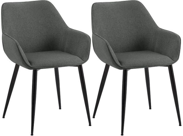 CLP 2er Set Esszimmerstuhl Luena Stoff, dunkelgrau, 327451