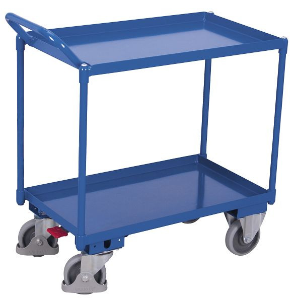 VARIOfit Tischwagen mit 2 Ladeflächen, Außenmaße: 1.015 x 500 x 1.025 mm, RAL 5010 enzianblau, sw-500.523