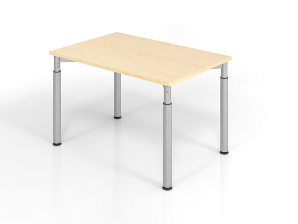 Hammerbacher Schreibtisch YS12, 120 x 80 cm, Platte: Ahorn, 25 mm dick, ABS-Dickkante, Rechteckform, Silber, VYS12/3/S