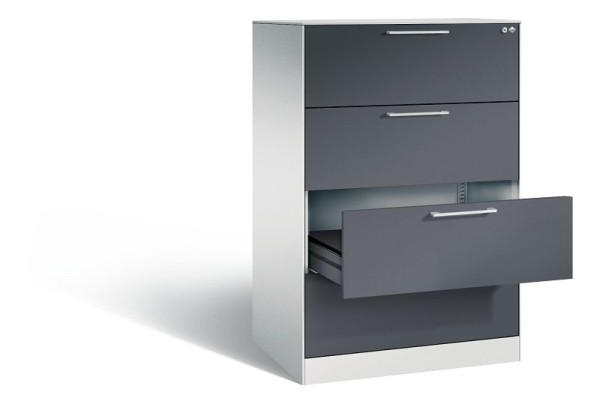 C+P Karteischrank Asisto, H1310xB800xT600mm, Farbe: Lichtgrau / Schwarzgrau, Bügelgriff, 146223-422 S10109