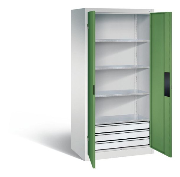 C+P Werkzeugschrank Acurado, H1950xB930xT600mm, Farbe: Lichtgrau / Resedagrün, Muldengriff, 8922-523 S10094