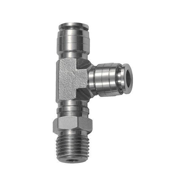 Riegler T-Steckverschraubung, L-Form, drehbar, R 1/8, Schlauch-Ø 4, ES, 135226
