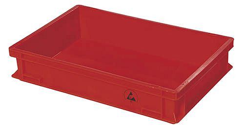 Bedrunka+Hirth IDP-STAT® Sichtlagerkästen - ableitfähig, rot, Maße in mm (BxTxH): 400 x 600 x 170, E5311.R.34
