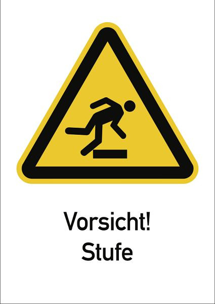 Moedel Vorsicht! Stufe ISO 7010, Kombischild, Kunststoff, 210x297 mm, 98962