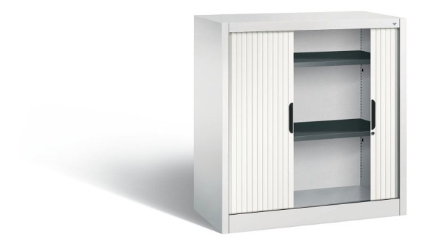 C+P Sideboard mit Rollladen Omnispace, H1030xB1000xT420mm, Farbe: Lichtgrau / Verkehrsweiß, Griffmulde, 2 OH, 3242-00 S10205
