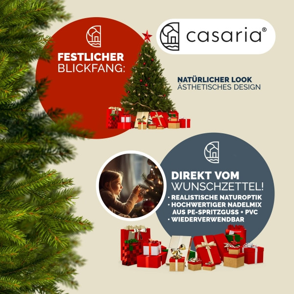 casaria Künstlicher Weihnachtsbaum, 140 cm Höhe, inklusive Standfuß, 107681